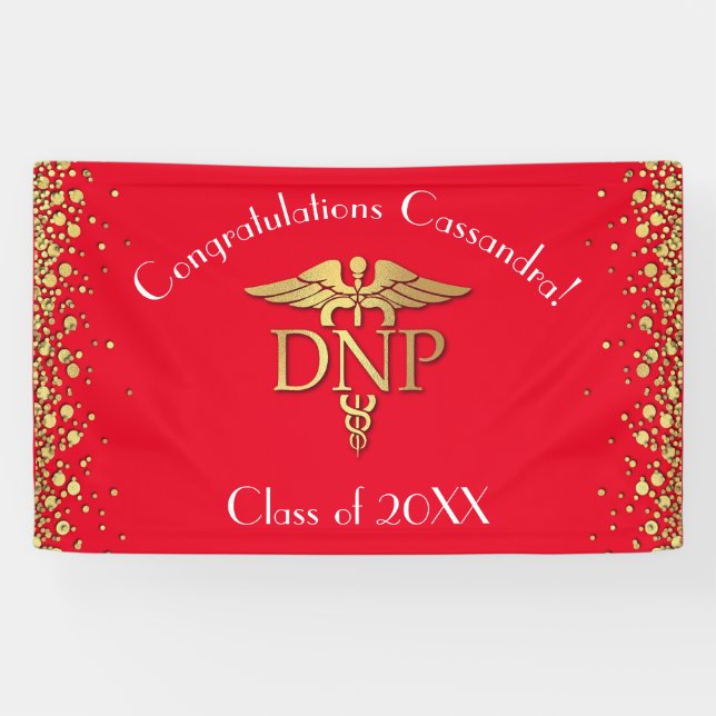 Doctor of Nursing Practice Graduation Red Gold Banner (Horizontal)