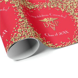 Doctor of Nursing Practice Graduation Red Gold Wrapping Paper