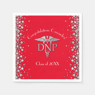 Doctor of Nursing Practice Graduation Red Silver Napkins