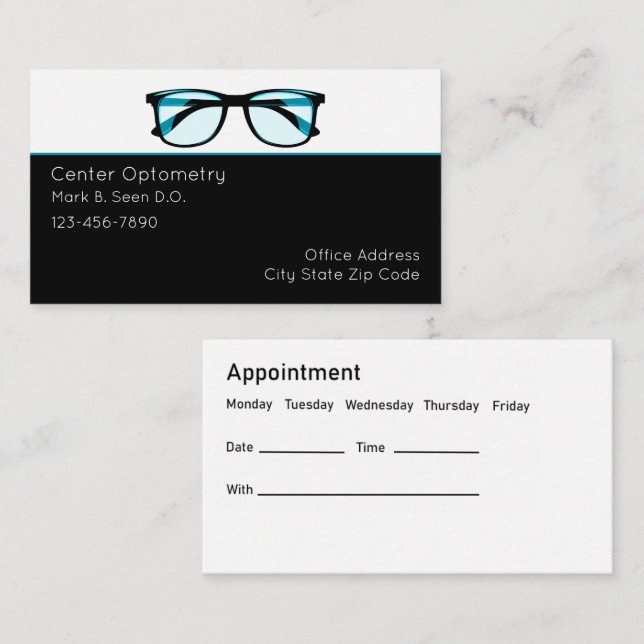 Doctor of Osteopathy Appointment Optical Theme Business Card (Front/Back)