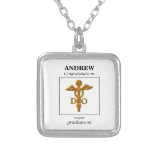 Doctor of Osteopathy Graduation Congratulation Silver Plated Necklace