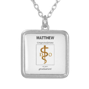 Doctor of Osteopathy Graduation Congratulations Silver Plated Necklace