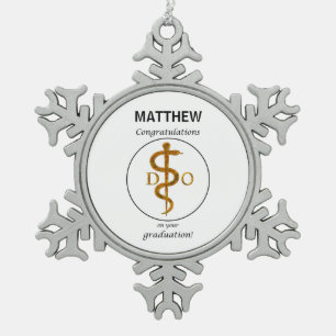 Doctor of Osteopathy Graduation Congratulations Snowflake Pewter Christmas Ornament