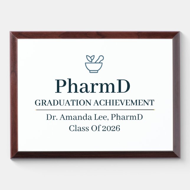 Doctor of Pharmacy Custom Name Since Year Award Plaque (Horizontal)