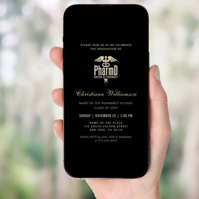 Doctor of Pharmacy PharmD Pharmacy Graduation Invitation (Front Digital)