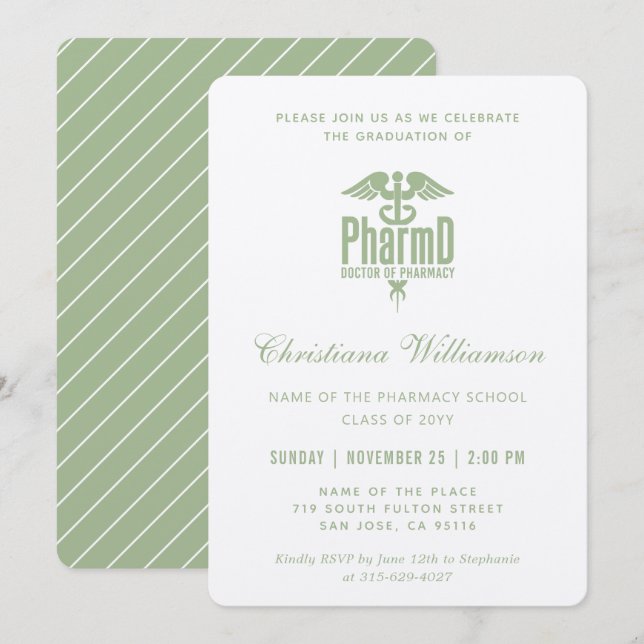Doctor of Pharmacy PharmD Pharmacy Graduation Invitation (Front/Back)