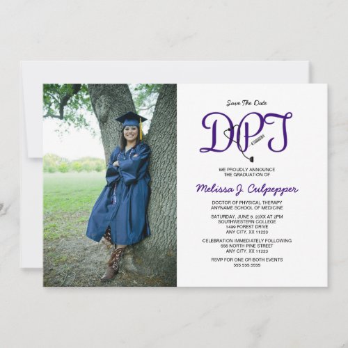 Doctor of Physical Therapy photo graduation Invita Invitation