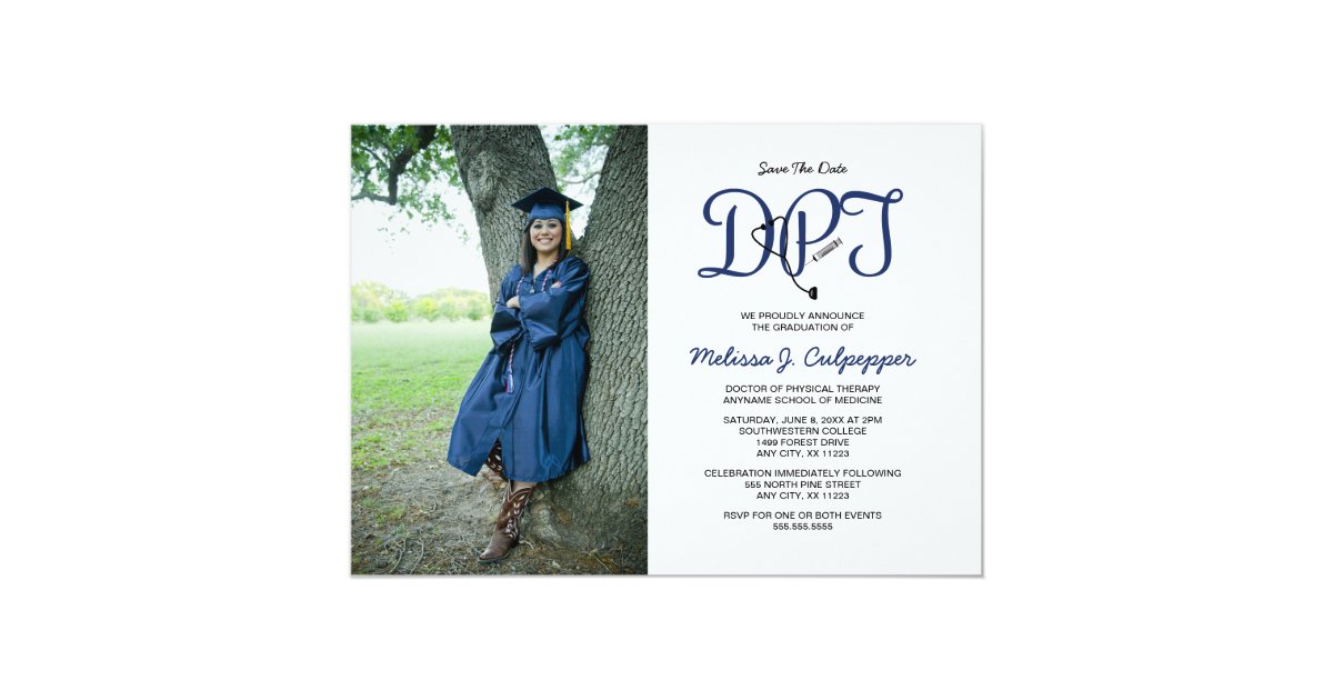 Doctor of Physical Therapy photo graduation Invitation | Zazzle.com