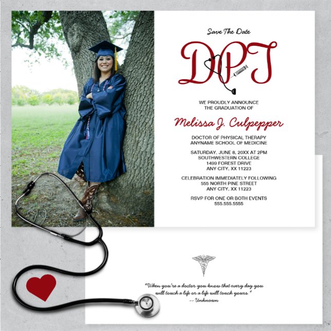 Doctor of Physical Therapy photo graduation Invitation (Creator Uploaded)