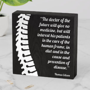 Doctor of the Future Quote Spine Logo Chiropractor Wooden Box Sign