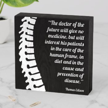 Doctor Of The Future Quote Spine Logo Chiropractor Wooden Box Sign by chiropracticbydesign at Zazzle