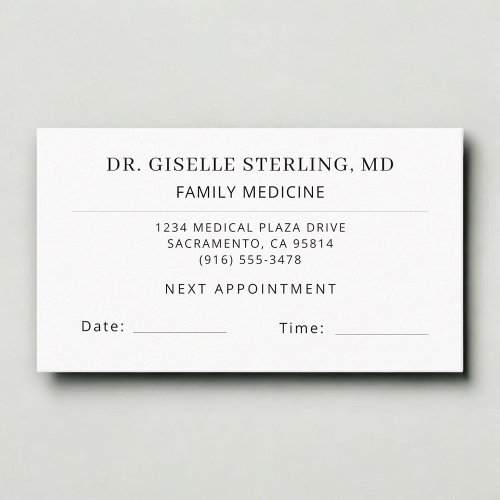 Doctor Office Appointment Card