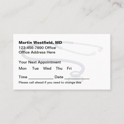 Doctor Office Appointment Reminder Business Cards