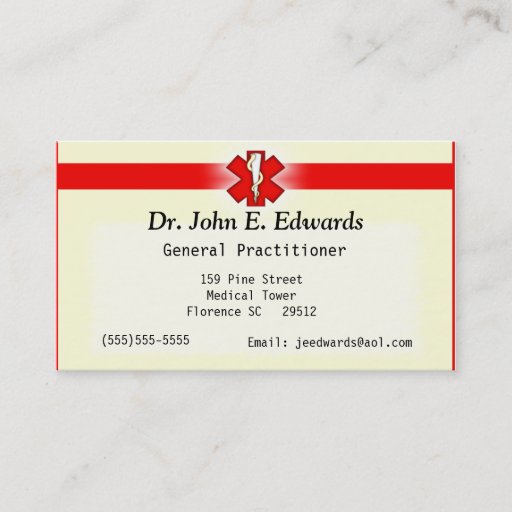 Customizable Doctor Office Business Card
