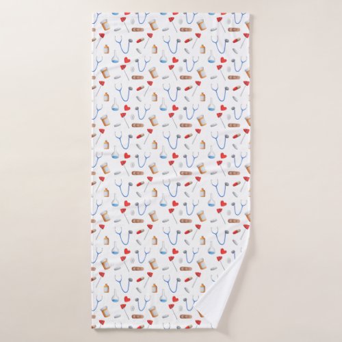 Doctor Office Equipment Patterned  Bath Towel