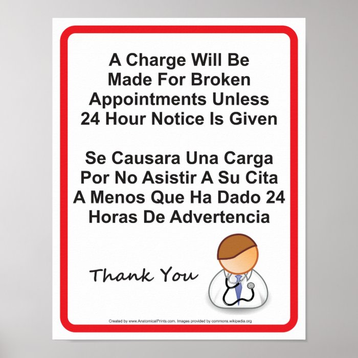 Doctor Office Missed Appointment Sign Print