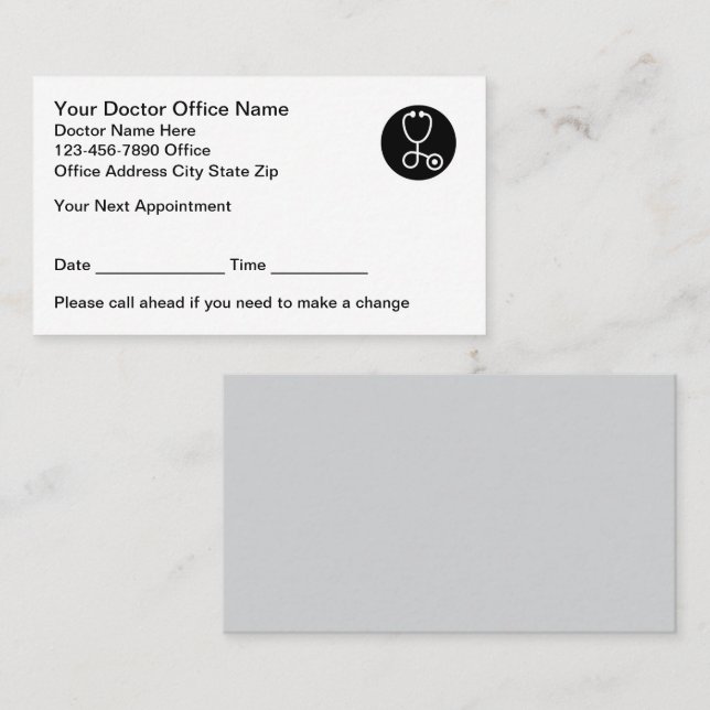 Doctor Office Patient Appointment Cards (Front/Back)