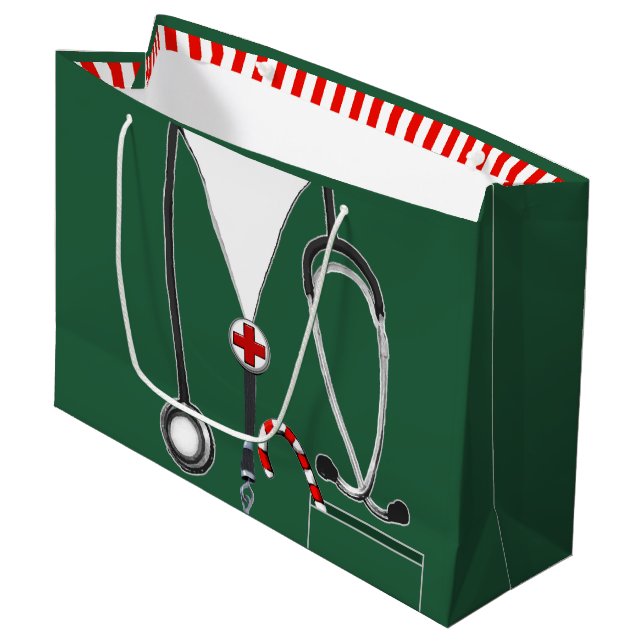 Doctor or Nurse Christmas Gift Bag (Front Angled)