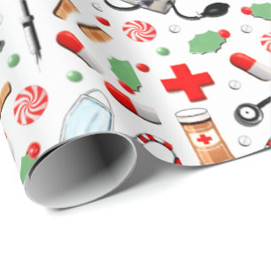 Doctor or Nurse Christmas Holiday Gift Wrapping Pa Paper