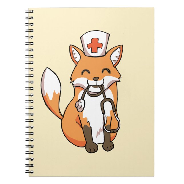 Doctor or Nurse Fox Drawing Cute Note Book (Front)