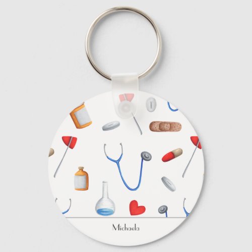 Doctor or Nurse Medical Equipment Personalized  Keychain