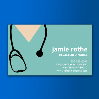 Doctor Or Nurse Scrubs Stethoscope  Business Card by sm_business_cards at Zazzle