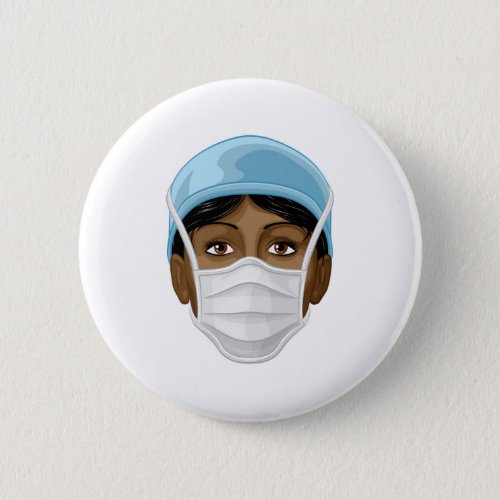 Doctor or Nurse Wearing PPE Protective Face Mask Button