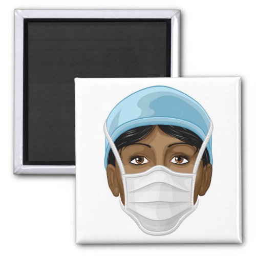 Doctor or Nurse Wearing PPE Protective Face Mask Magnet