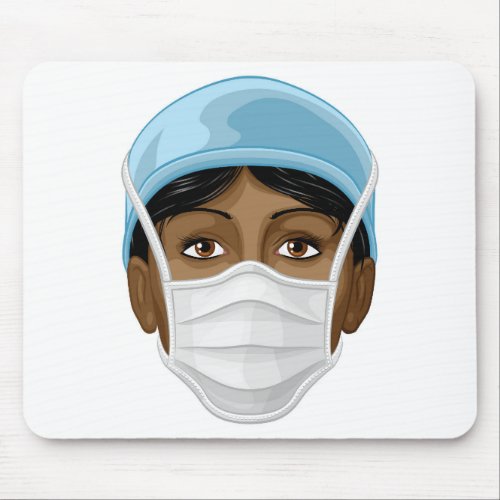 Doctor or Nurse Wearing PPE Protective Face Mask Mouse Pad