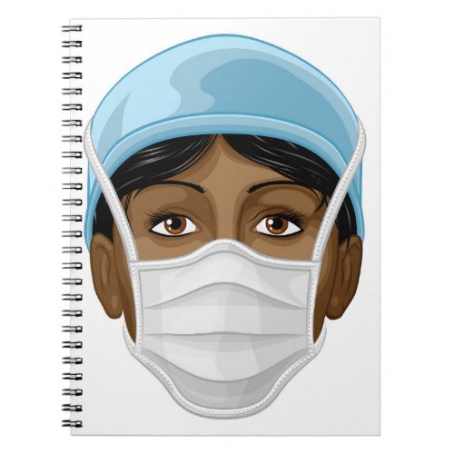 Doctor or Nurse Wearing PPE Protective Face Mask Notebook