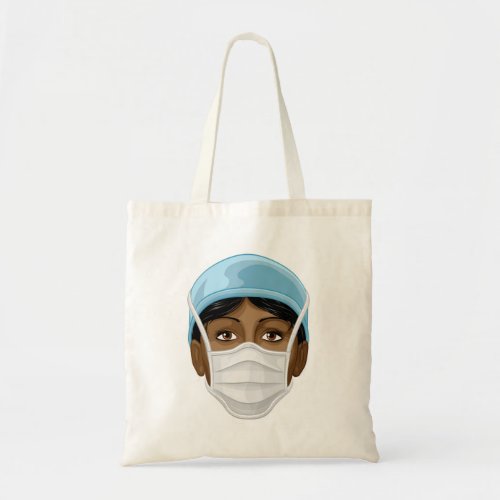 Doctor or Nurse Wearing PPE Protective Face Mask Tote Bag