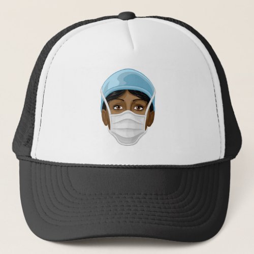 Doctor or Nurse Wearing PPE Protective Face Mask Trucker Hat