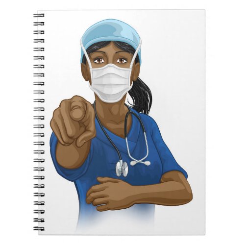 Doctor or Nurse Woman in Scrubs Uniform Pointing Notebook