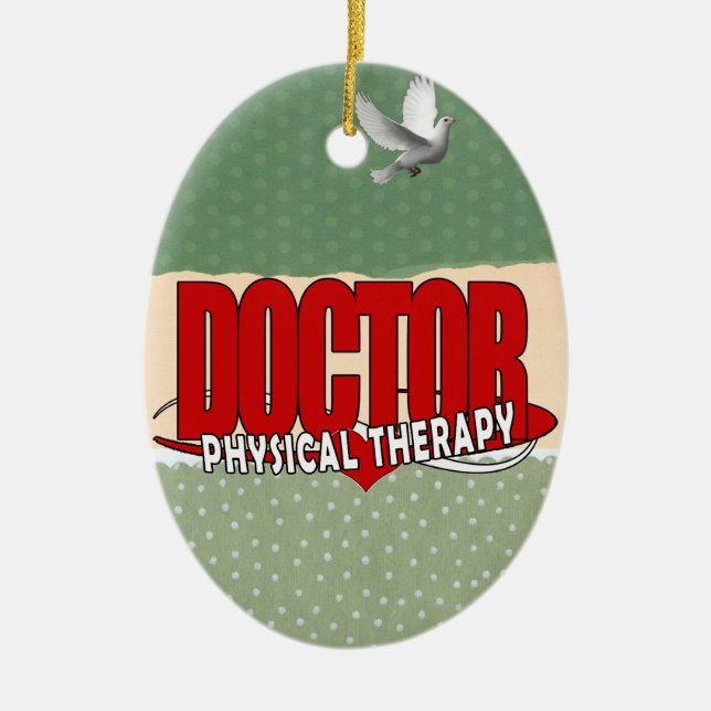 DOCTOR PHYSICAL THERAPY BIG RED CERAMIC ORNAMENT (Front)
