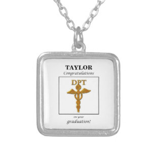 Doctor Physical Therapy Graduation Congratulations Silver Plated Necklace