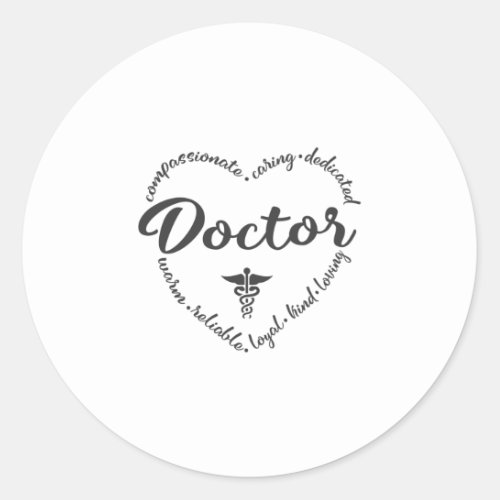 Doctor Physician MD heart Classic Round Sticker