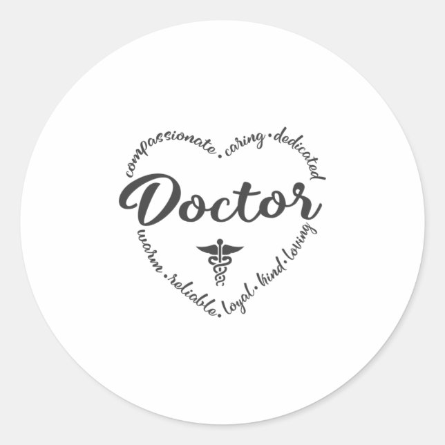 Doctor, Physician, MD, heart Classic Round Sticker (Front)