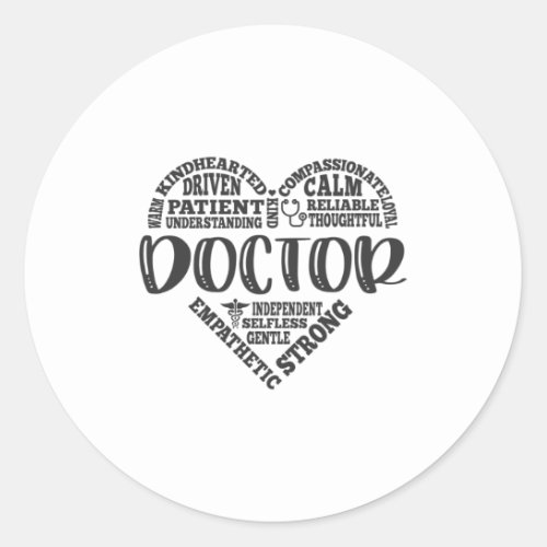 Doctor Physician MD PCP heart Classic Round Sticker