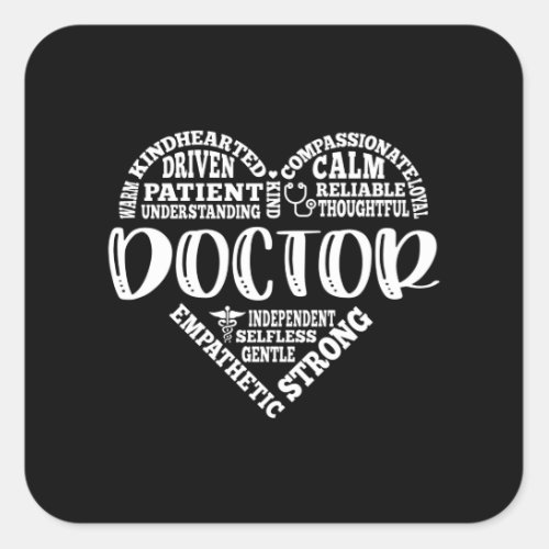 Doctor Physician MD PCP heart Square Sticker