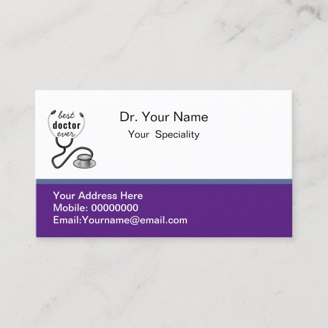 Doctor Physician Stethoscope Medical Hospital  Business Card (Front)