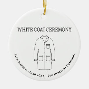 Doctor Physician White Coat Ceremony Monogrammed Ceramic Ornament