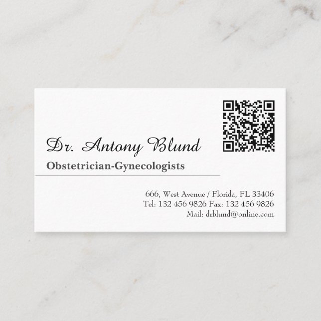 Doctor physician with QR code Business Card (Front)