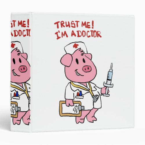 Doctor pig with syringe in hand  choose back colo 3 ring binder