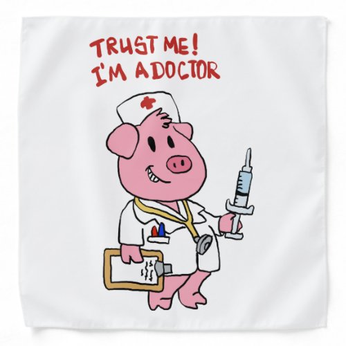 Doctor pig with syringe in hand  choose back colo bandana