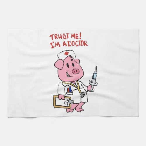 Doctor pig with syringe in hand  choose back colo kitchen towel