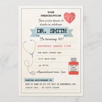 Doctor Prescription Dr. Birthday Party Medical Invitation by WOWWOWMEOW at Zazzle
