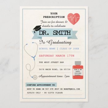 Doctor Prescription Dr. Graduation Party Medical Invitation by WOWWOWMEOW at Zazzle
