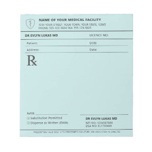 Doctor Prescription Editable Pastel Blue Medical Notepad