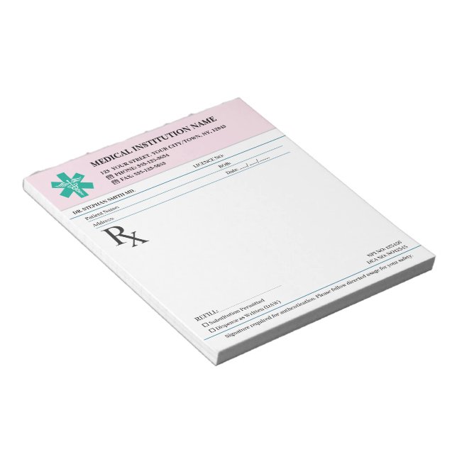 Doctor Prescription Medical RX Pad – Security Rose (Angled)