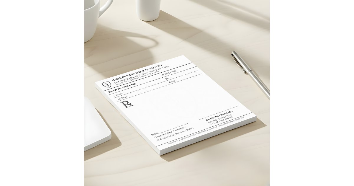 Doctor Prescription Pad | Editable RX Notepad | Zazzle